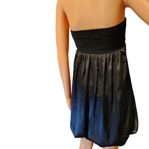 Y2K Joyce Leslie Blk Bandeau Top Bubble Hem Dress Sz S Tube Top HOCO PROM PARTY - Picture 4 of 12